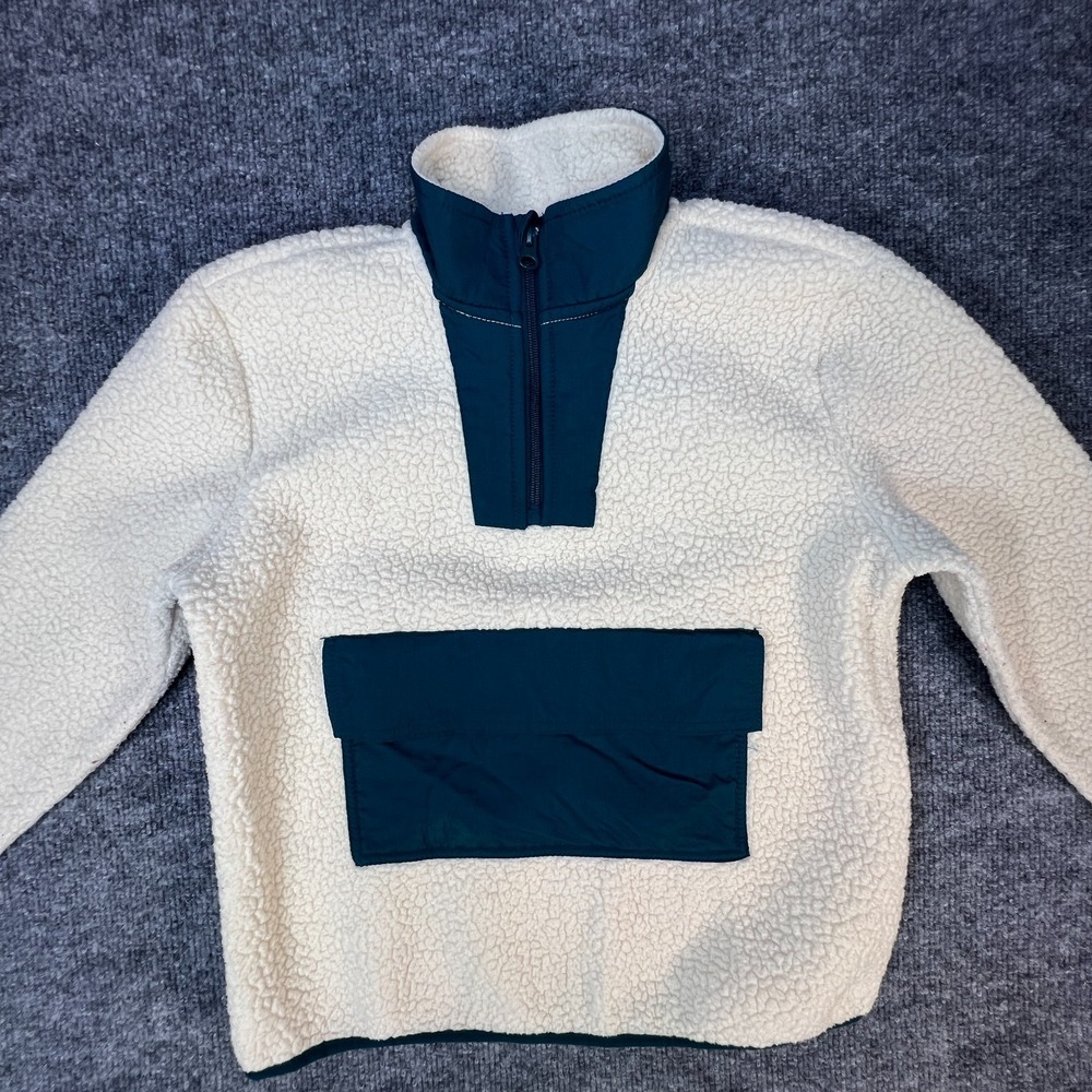 Thereabouts Cozy Cream and Teal Kids Fleece Sherpa‎ Pullover Size S/8
